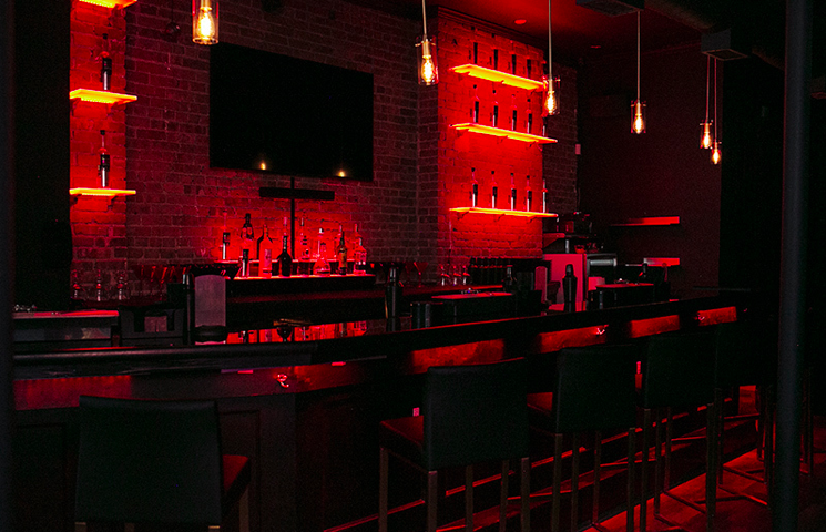 The bar of Lambda Lounge, the second Black owned LGBTQ+ bar in NYC