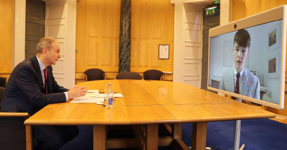 Taoiseach speaks via video conference to teenager Ruari about LGBTQ+ bullying
