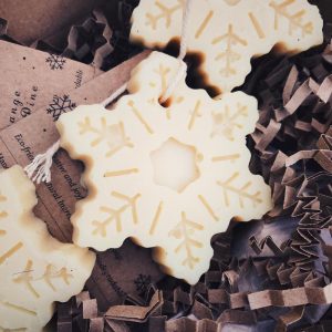 snowflake shaped cinnamon soap