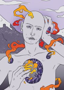 An illustration of a genderless alien creature