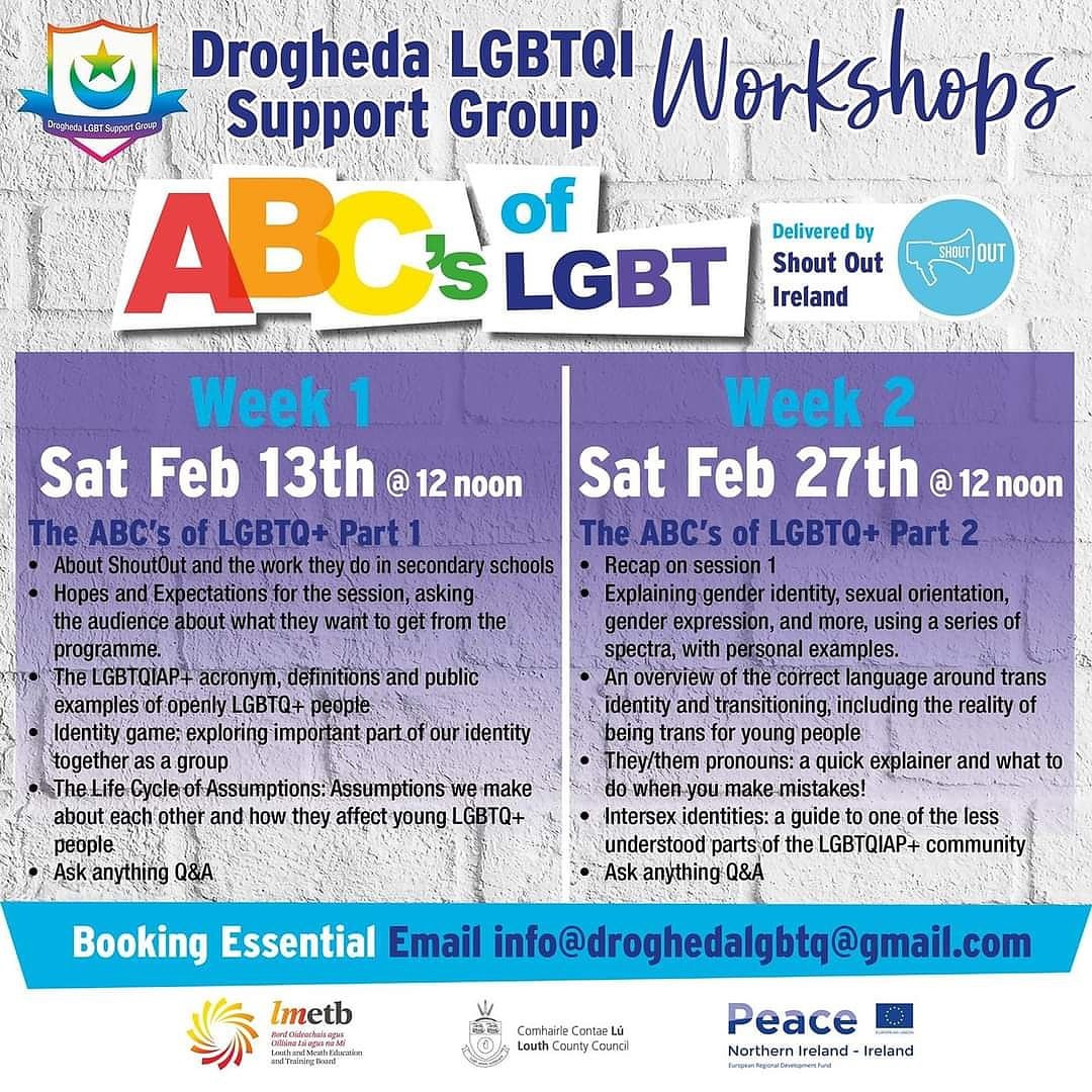 poster for the lgbtq support group outlining details of the workshops