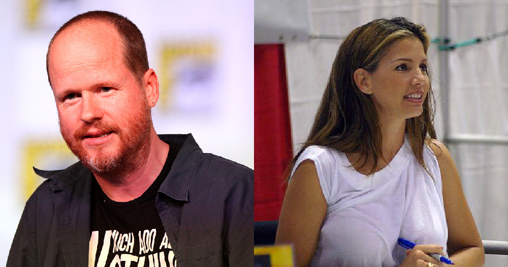 A split screen between Joss Whedon and Charisma Carpenter