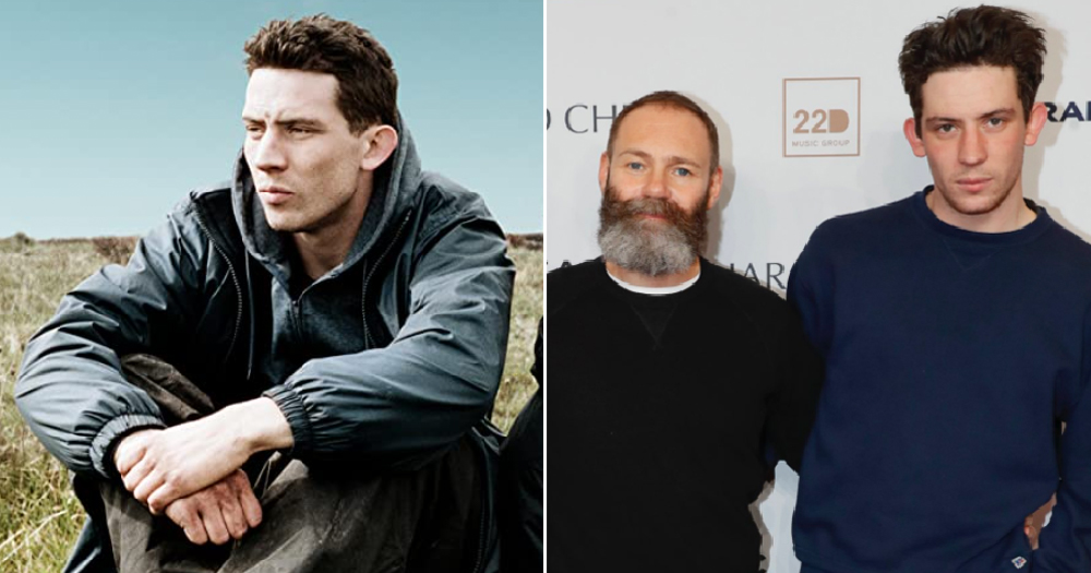 Spilt screen between Josh O'Connor in God's Own Country and the actor and director standing beside each other, who will soon be creating a queer horror movie