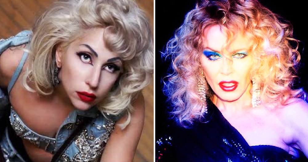 Kylie marry the night: Split screen of Lady Gaga on the Left and Kylie on the right