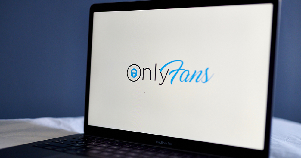 A laptop screen with the word OnlyFans written on it