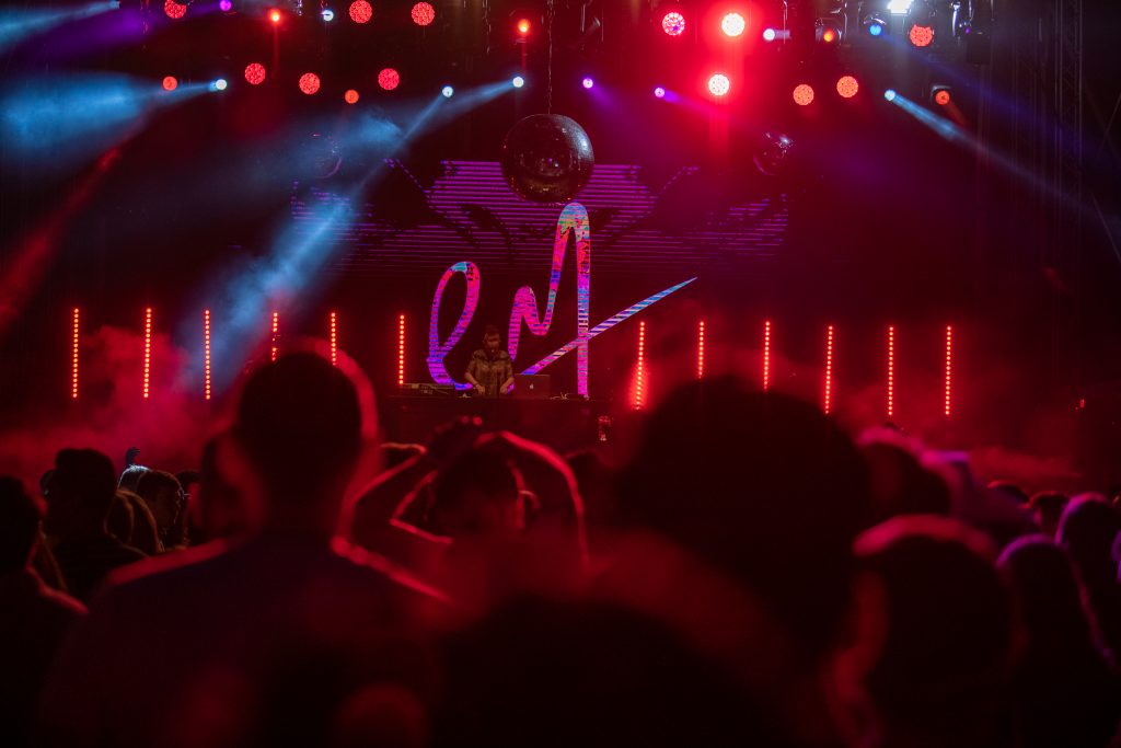Shot of the main stage from the crowd of Elaine Mai's set