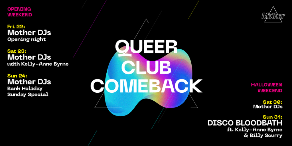 line up poster for Mother queer comeback opening weekend