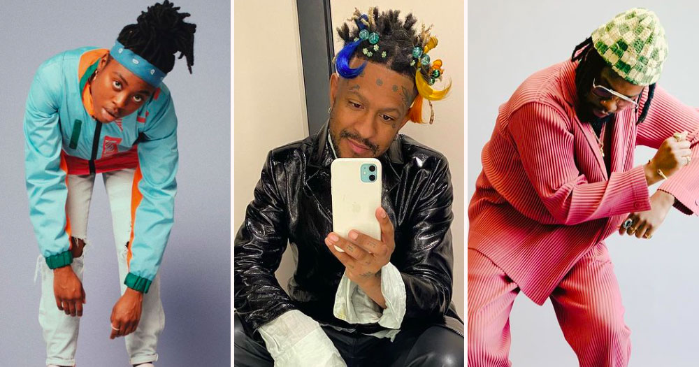 Sienna Liggins leaning over, Mykki Blanco taking a mirror selfie, and Serpentwithfeet dancing in a pink suit. These are 9 queer singers of colour that should be on your playlist.