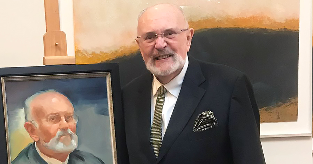 David Norris and portrait which will hang in Leinster House