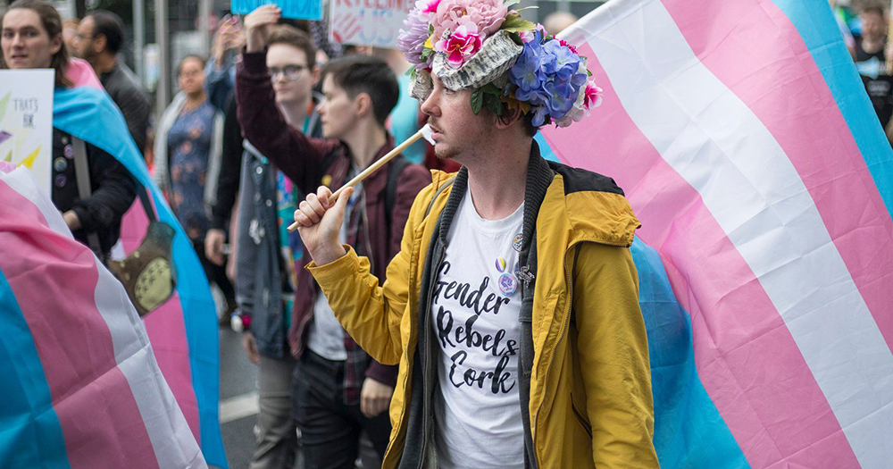 Trans Pride in Dublin City Centrer. Today, barriers have been removed from the Gender Recognition Act in Ireland