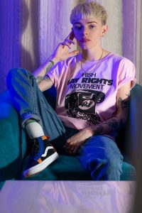IRISH GAY RIGHTS MOVEMENT T-Shirt (Candy pink, black print)