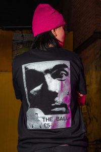 FLIKKERS 'THE BALL' T-Shirt (Black, silver print)