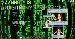 Screen shot from website - Green and black screen with digital text