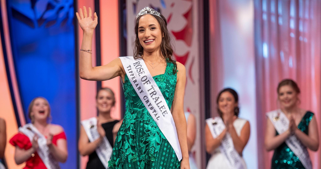 Previous Rose of Tralee winner, Dr Sinéad Flanagan on stage, as the contest announces transgender applicants are welcome.