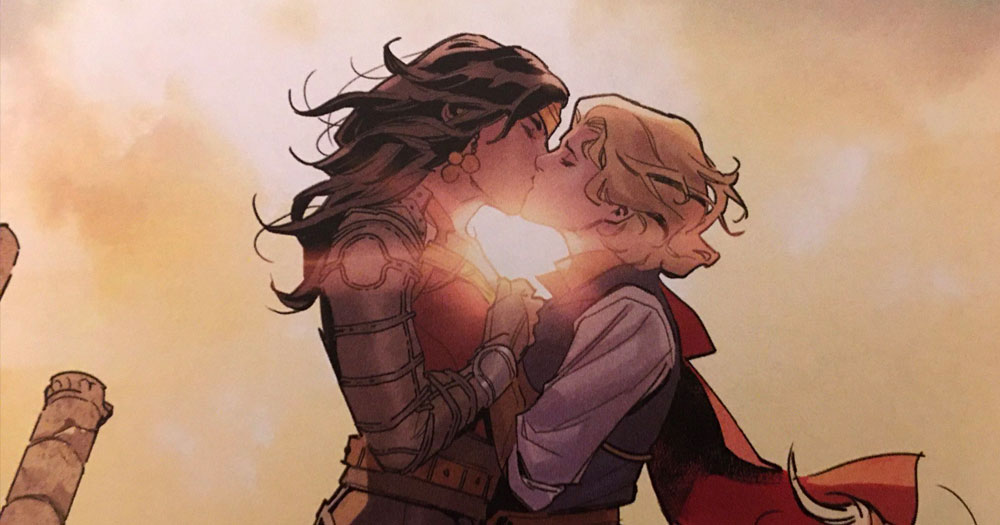 Wonder Woman kissing another female character
