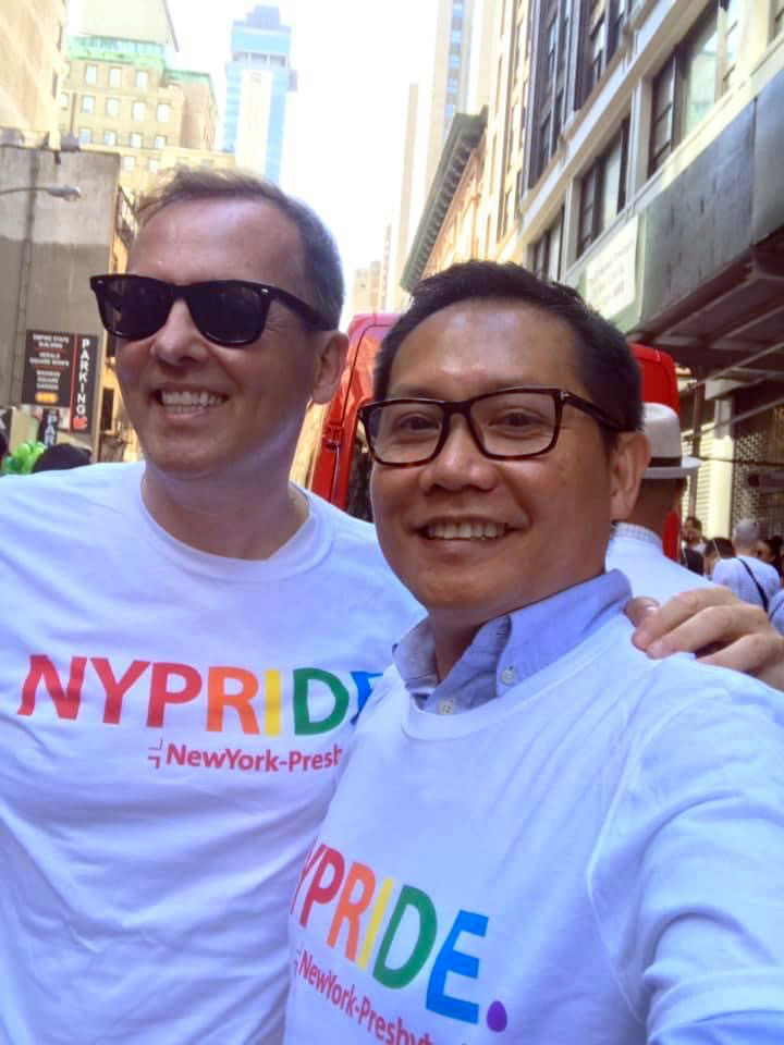 Eoin and husband Josep at New York Pride