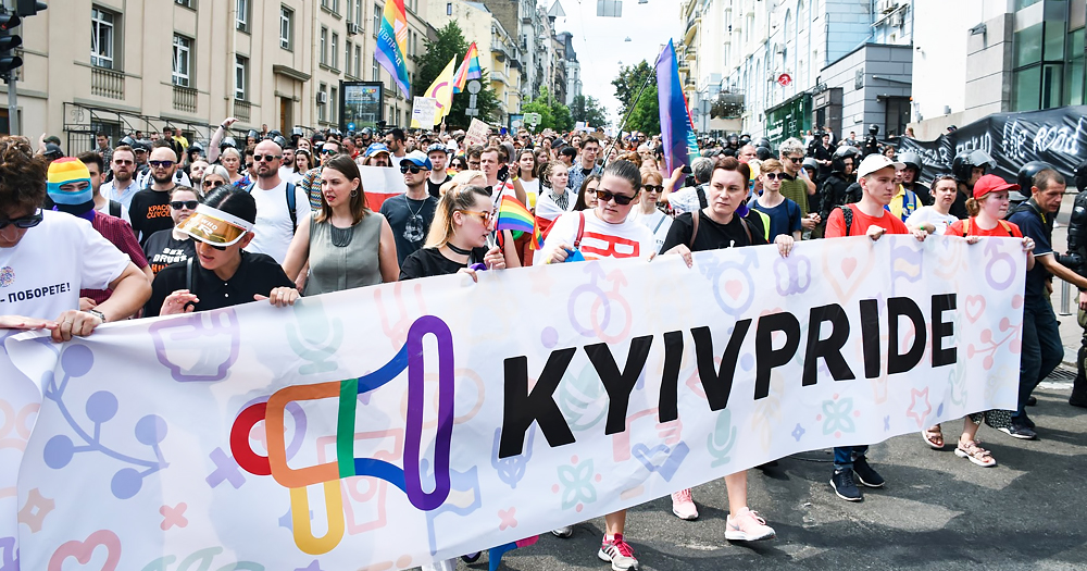 A photo of the Kyiv Pride parade. Association Kaos GL in Ukraine has raised concerns over the LGBTQ+ population.