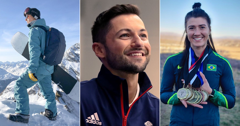 Images of Sarka Pancochova, Lewis Gibson, and Nicole Silveira, athletes competing at the 2022 Winter Olympics.