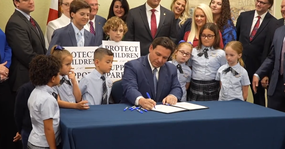 Florida governor Ron DeSantis signs the 'Don't Say Gay' bill into law.