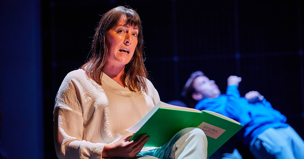 Tran actor Rebecca Root on stage for the play The Curious Incident of the Dog.