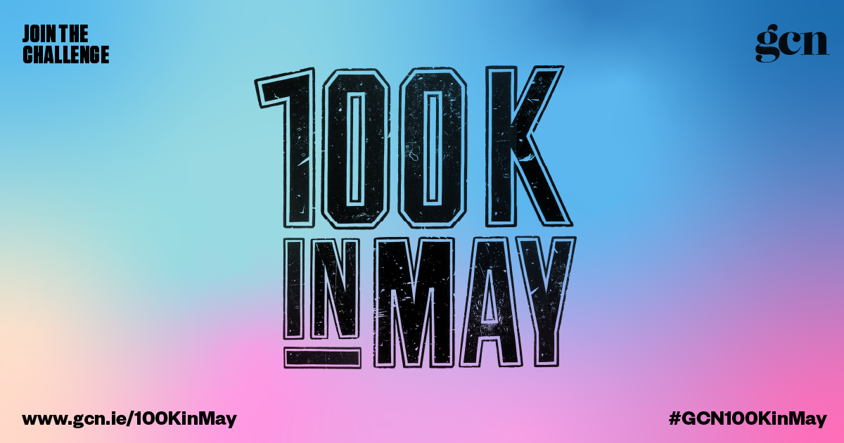 Logo for GCN's fundraiser initiative, GCN 100K in may