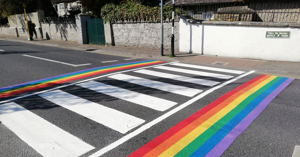 Rainbow crossing in Clondalkin on a bright day
