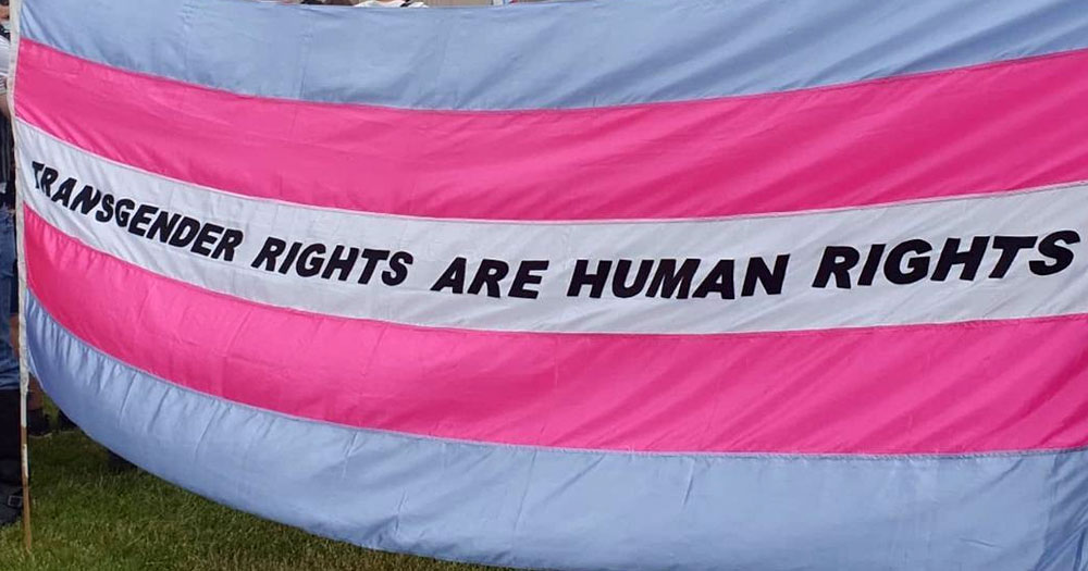 A Trans flag. An LGBTQ+ conference was cancelled in the UK over Trans people being excluded from a conversion therapy ban.