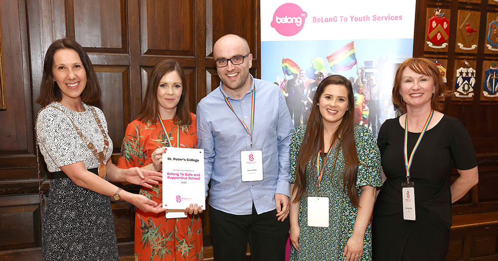 One of the 13 schools receiving the award from LGBTQ+ charity BeLonG To.