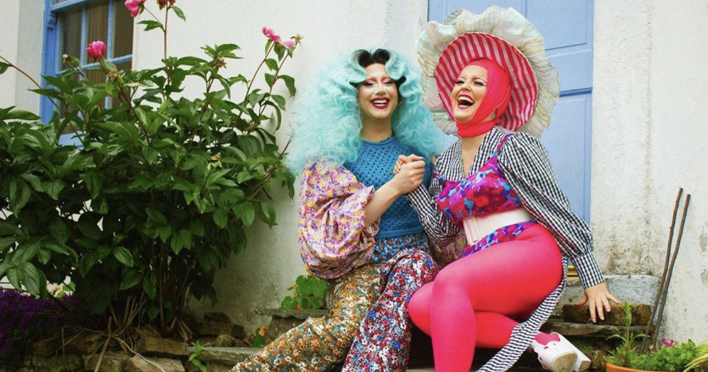 A photo of two drag queens performing at the 2022 Body & Soul Festival.