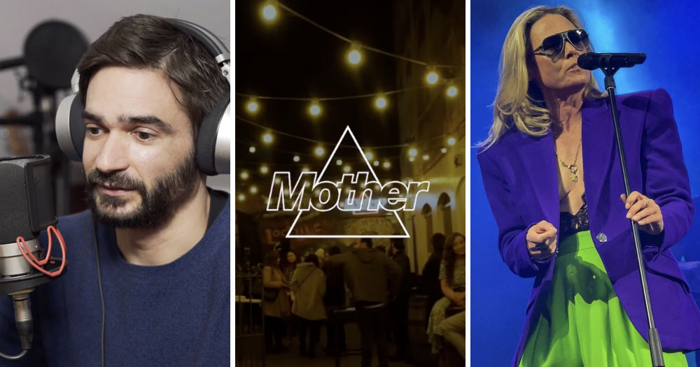 Split screen of Body and Soul 2022 acts: Jon Hopkins (left), Mother graphics (centre) and Roisin Murphy (right)