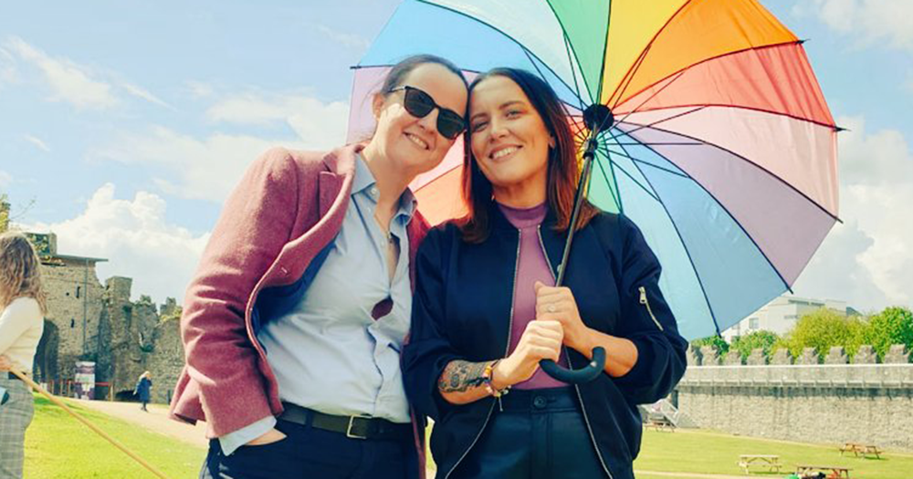 Two women pose for a Fingal Pride Festival press shot.