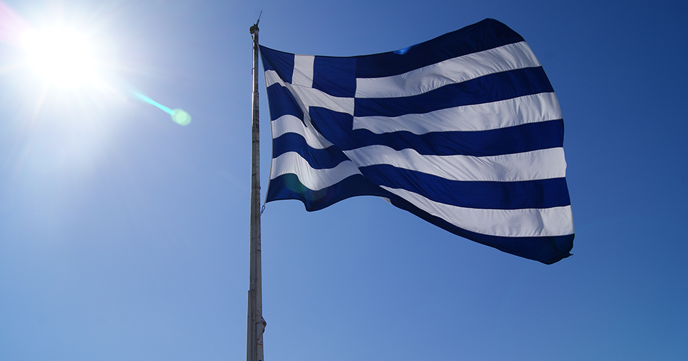 Greece flag, where conversion therapy has been banned for minors.
