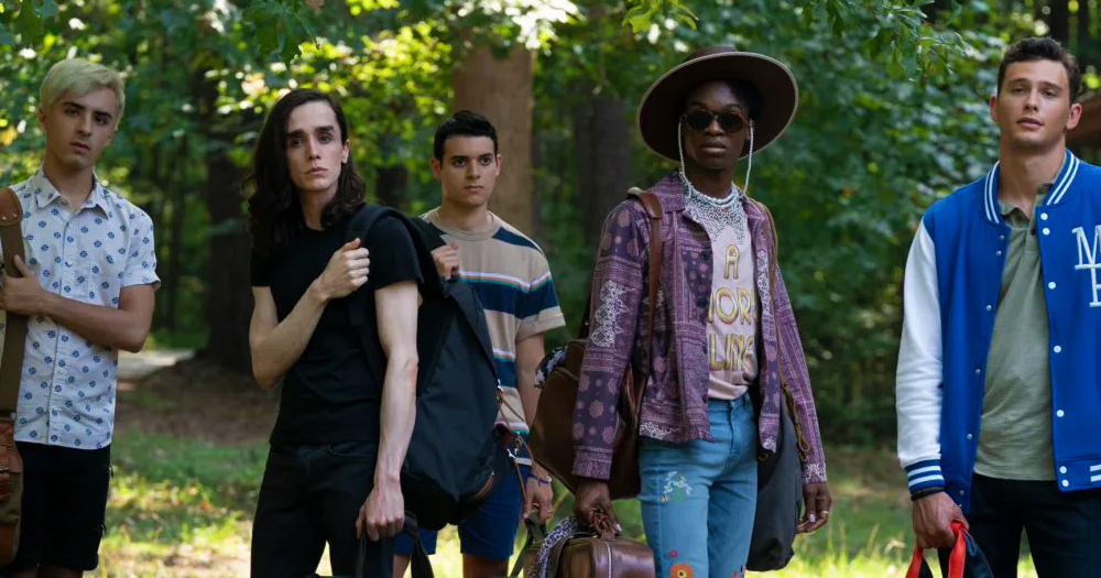 Gang of queer teens holding bags before the slasher kicks off