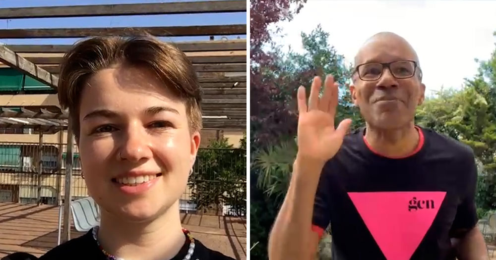 Split screen of GCN team members, Alice (left) and Marlon (right) checking in for GCN 100K in May week 3