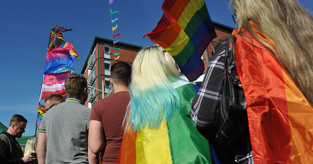Pride parade with rainbow flags ahead of Dublin Pride 2022.