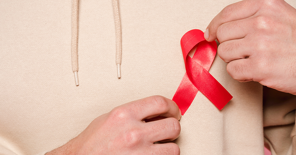 A red AIDS ribbon as the government is to commission a HIV/AIDS monument.