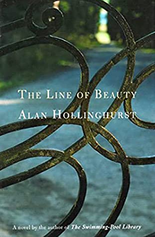 Cover of 'The Line of Beauty' novel by Alan Hollinhurst, covered as one of the necessary queer reads. Cover is a segment of a decorative fence looking over a gravel road with greenery.