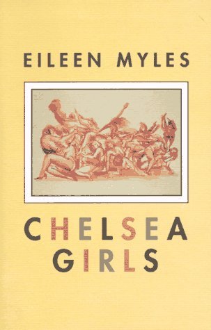 Yellow cover of Chelsea Girls, a novel covered as one of the necessary queer reads. Image in the center is an abstract pink-ish painting of people in harmony with each other.