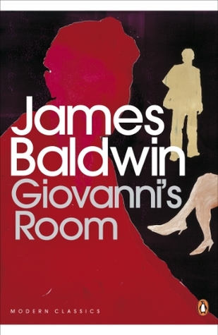 Cover of Giovanni's Room, one of our necessary queer reads. Silhouettes of colored images standing and sitting against a black background.