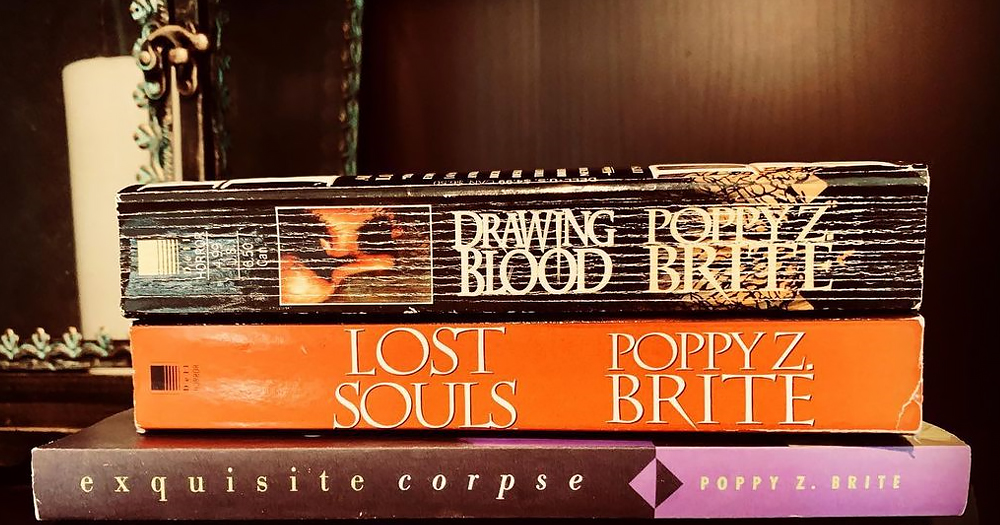 Books by queer horror author Poppy Z Brite.