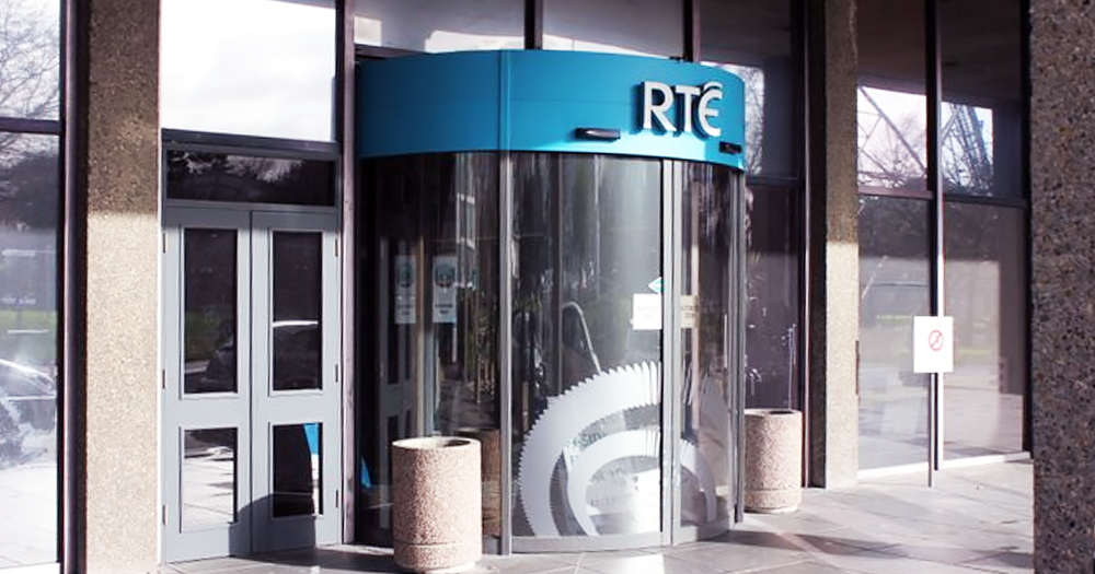 The front door of RTÉ that just published a statement in response to Dublin Pride terminating their partnership.