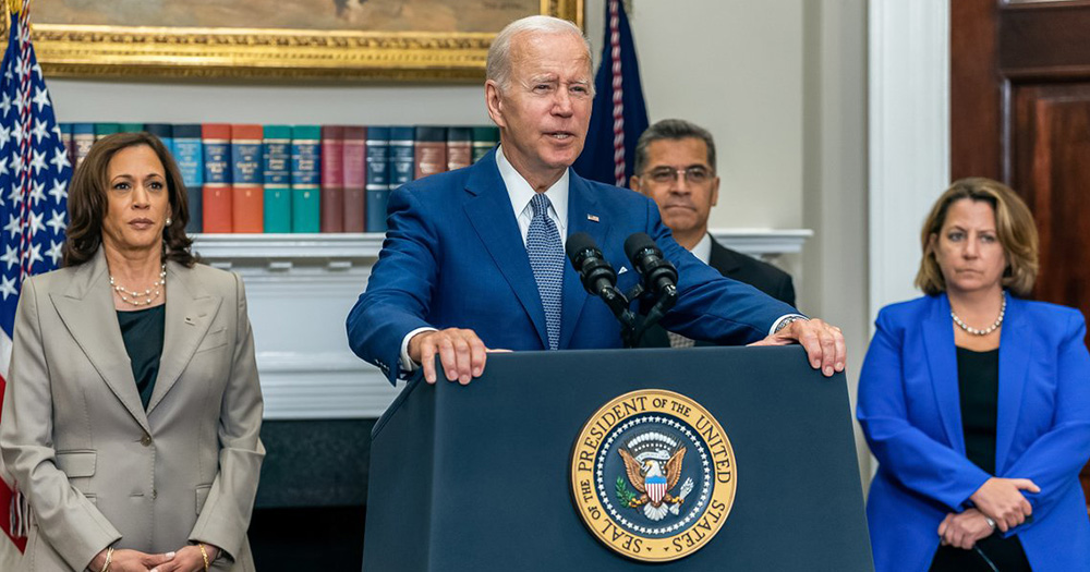 US President Joe Biden giving a speech before signing an executive order which aims to protect the reproductive rights of Americans.