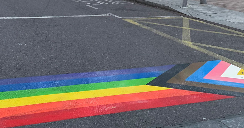 One of the rainbow crossings recently installed in Cork and Carlow. crossing in Carlow.