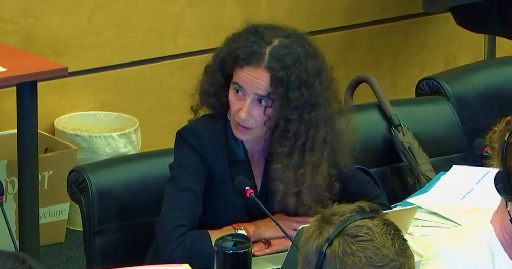 Hélèane Tigroudja speaks at UN to call Irish abortion laws "inhumane".