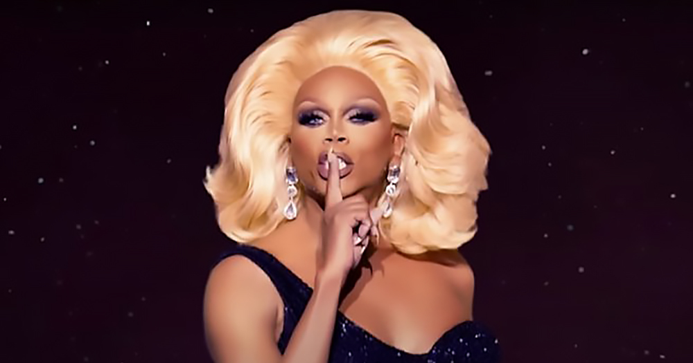 RuPaul making a hush gesture in a still from the new trailer for season 2 of RuPaul’s Secret Celebrity Drag Race.