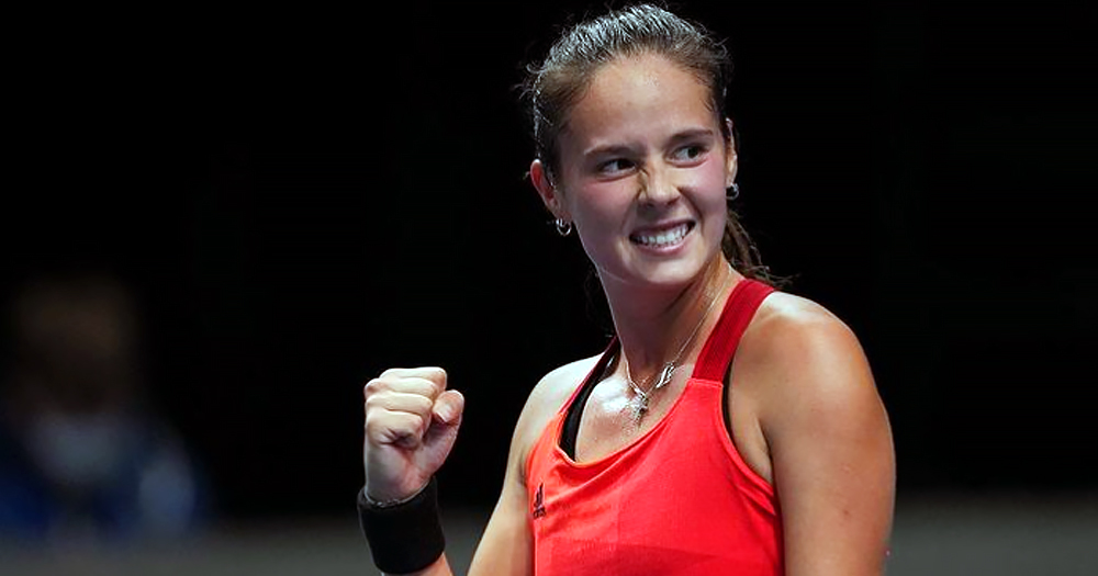 Russian tennis player Daria Kasatkina, who just came out as lesbian, cheering during a match.