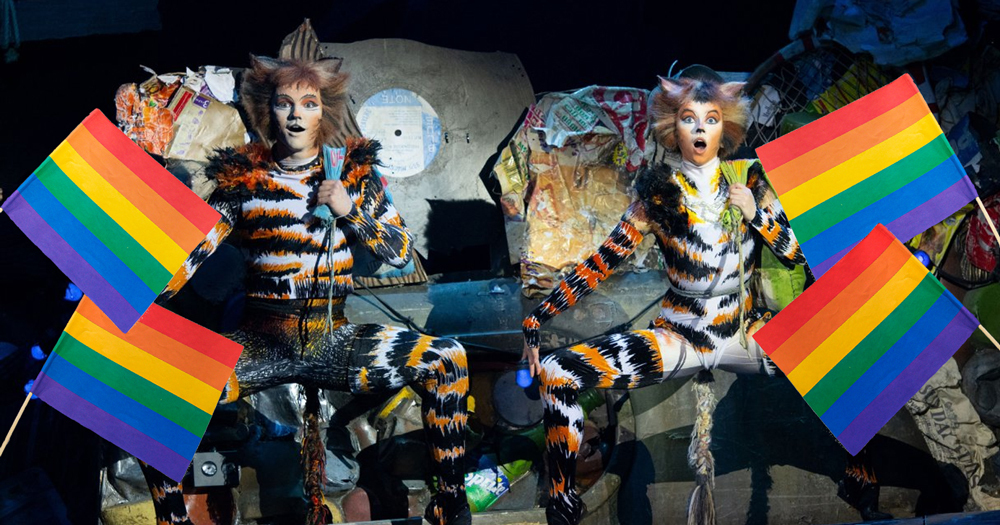 A photo from the musical Cats which will be reimagined in the ballroom scene, with rainbow flags.