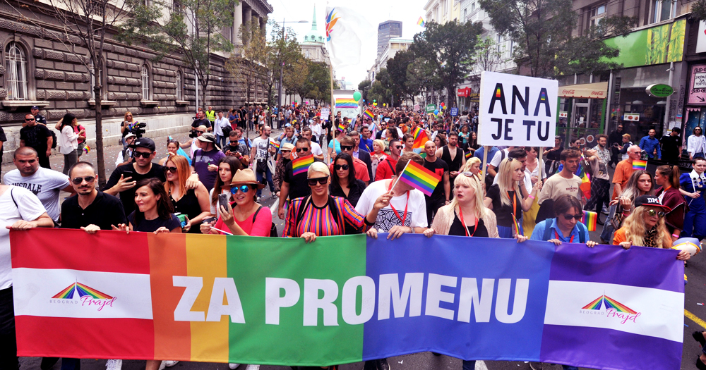 A Pride march in Belgrade. Serbia just cancelled EuroPride.
