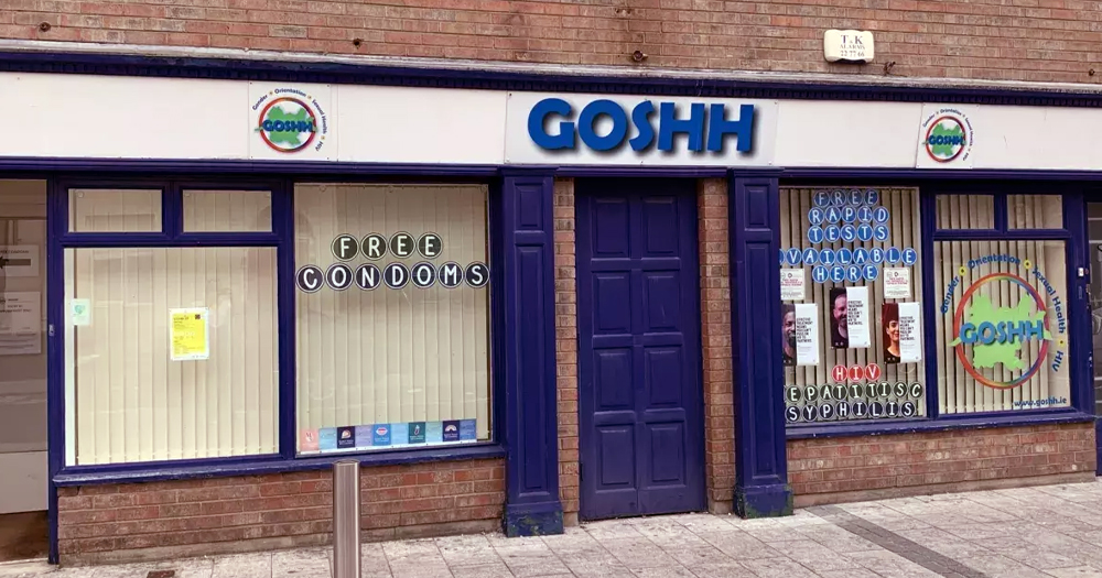 The exterior of a community centre with the letters GOSHH over the door