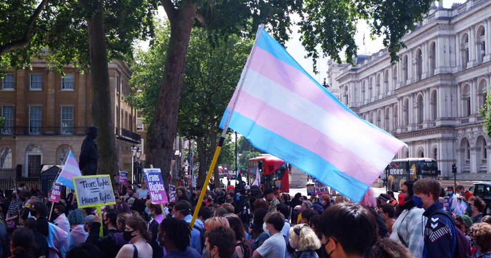 This article is about International Happenings Concerning Trans Rights. In the photo, a protest for trans rights.